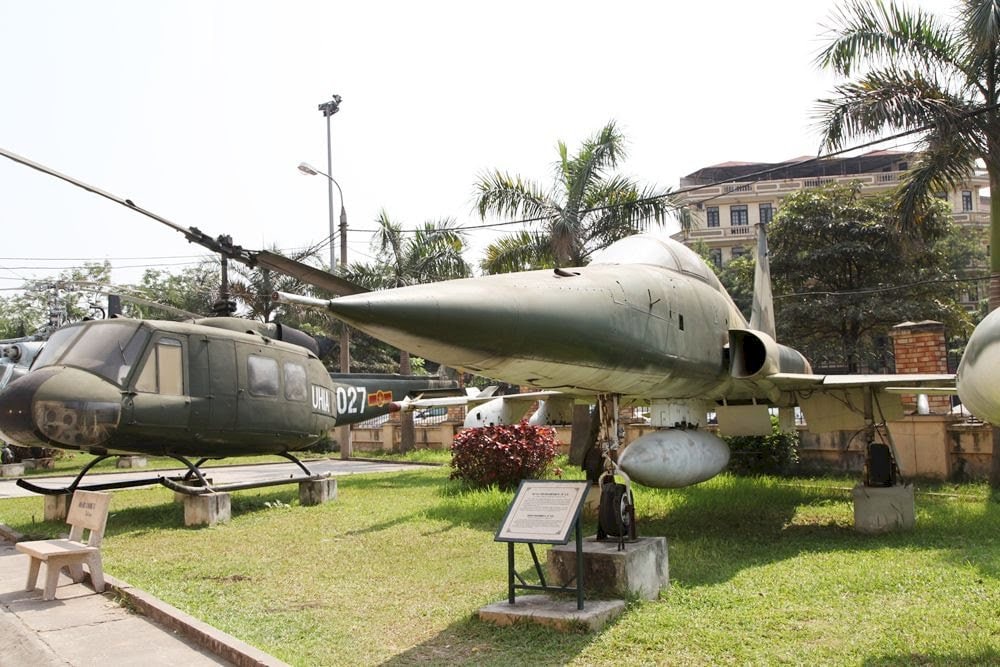 This image at the Air Defense and Air Force Museum showcases military aircraft on display from the war against the Americans